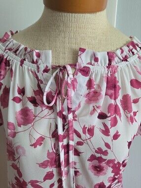 Beautiful Cream Blouse with Pink Floral Print